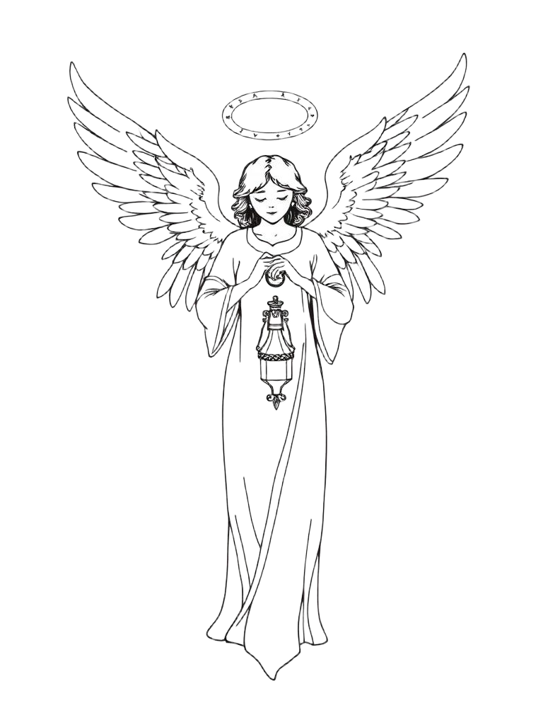 Arcángel Azrael, ilustración a tinta fina