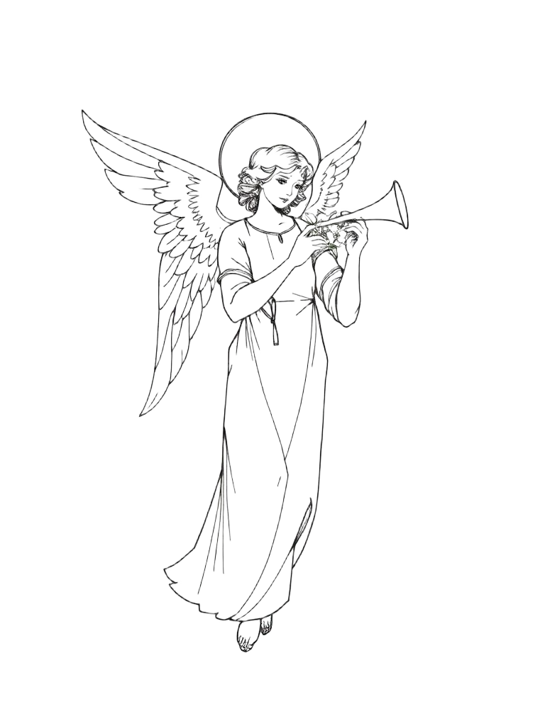 Arcángel Gabriel, ilustración a tinta fina