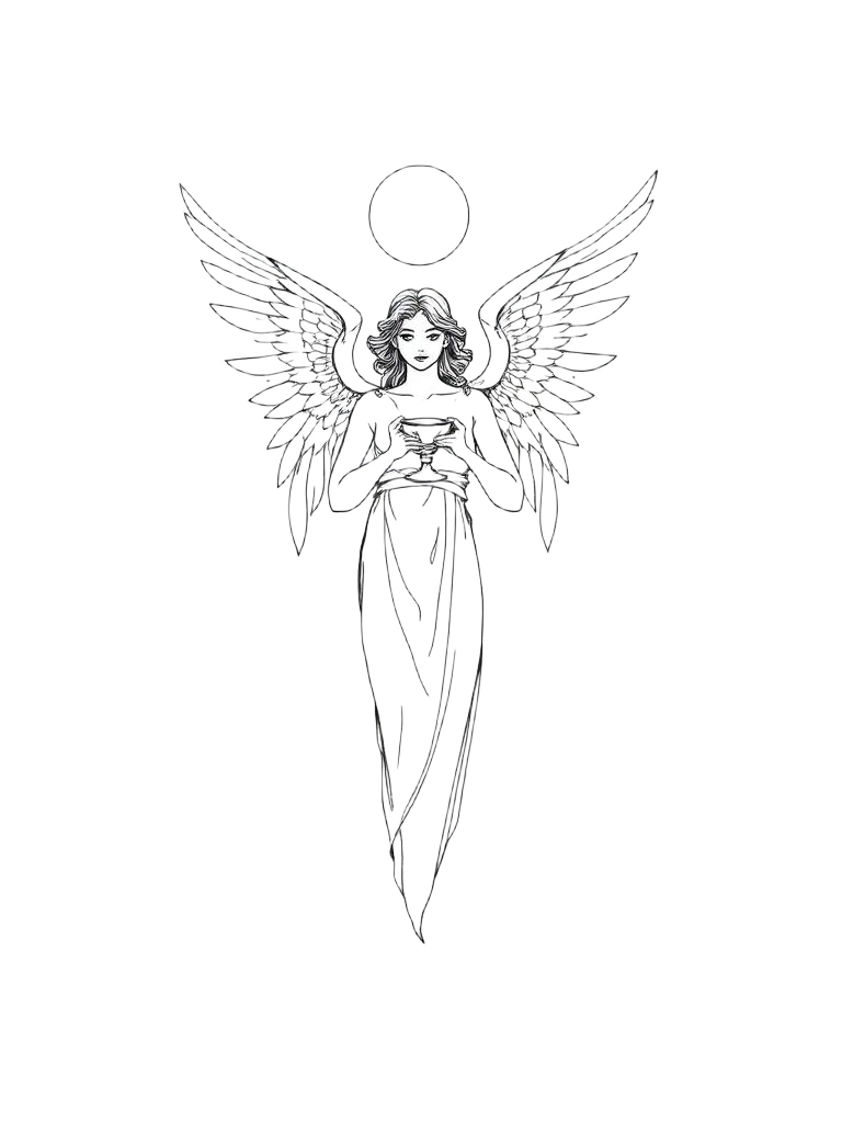 Arcángel Haniel, ilustración a tinta fina