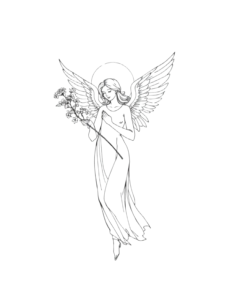 Arcángel Jofiel, ilustración a tinta fina