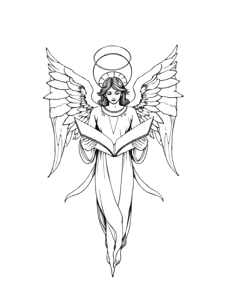 Arcángel Raziel, ilustración a tinta fina
