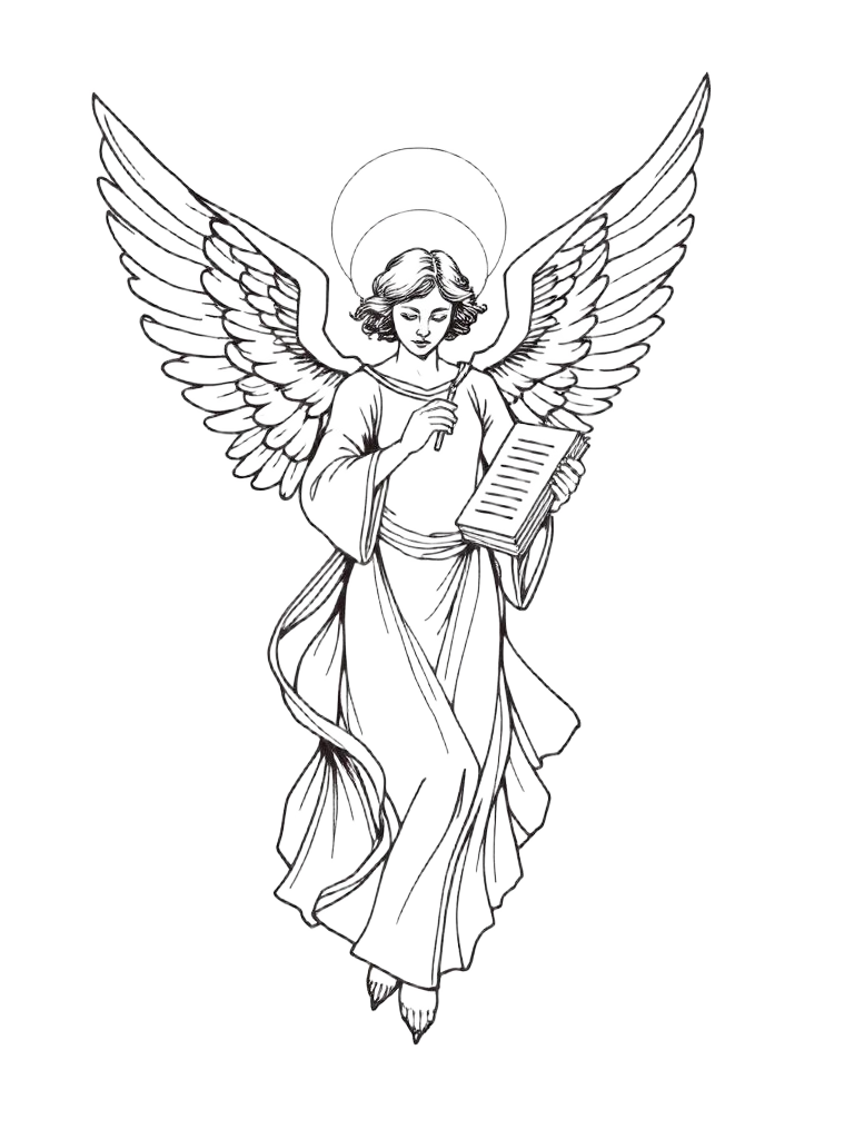 Arcángel Sandalfón, ilustración a tinta fina