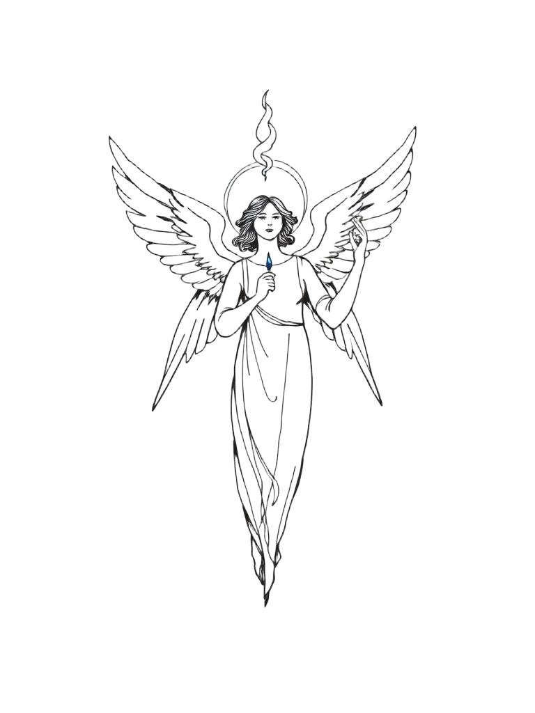 Arcángel Uriel, ilustración a tinta fina