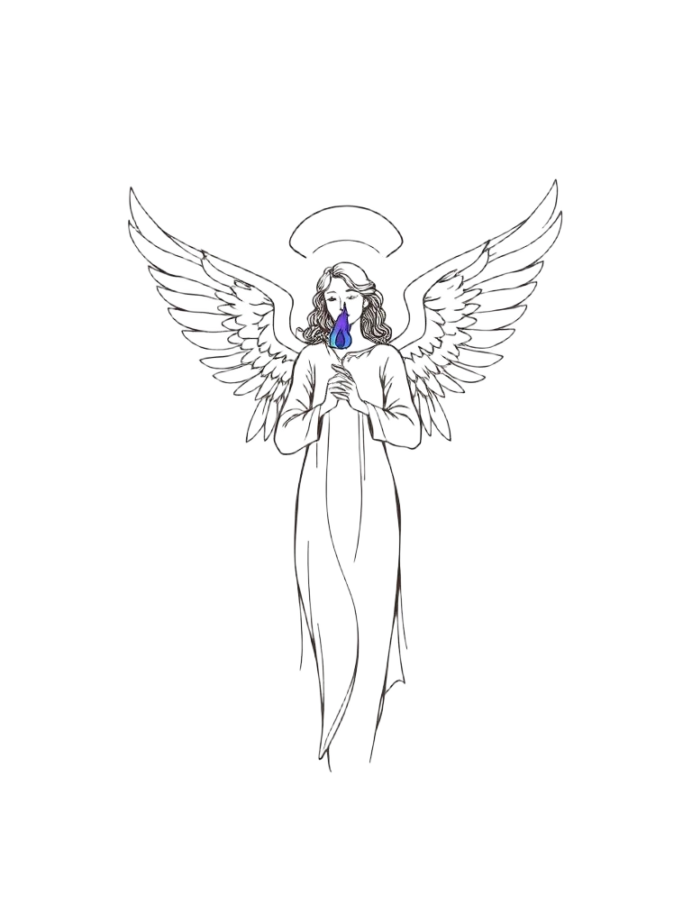 Arcángel Zadkiel, ilustración a tinta fina